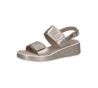 CAPRICE Damen Sandalen mit Keilabsatz aus Leder Wedges, Beige (Taupe Metallic), 42 EU