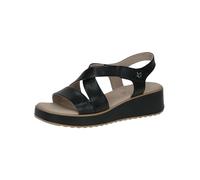 CAPRICE Damen Sandalen mit Keilabsatz aus Leder Wedges, Schwarz (Black Nappa), 38 EU