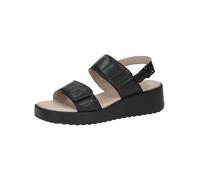 CAPRICE Damen Sandalen mit Keilabsatz aus Leder Wedges, Schwarz (Black Nappa), 39 EU