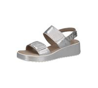 CAPRICE Damen Sandalen mit Keilabsatz aus Leder Wedges, Silber (Silver), 38 EU