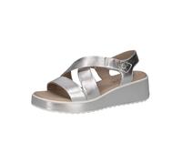 CAPRICE Damen Sandalen mit Keilabsatz aus Leder Wedges, Silber (Silver Metal.), 38 EU