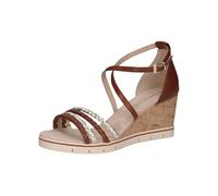 CAPRICE Damen Sandalen mit Keilabsatz mit verstellbarem Riemchen Sommer, Braun (Cognac/Gold), 38 EU