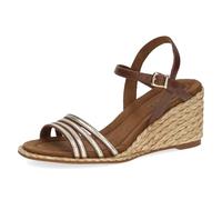 CAPRICE Damen Sandalen mit Keilabsatz mit verstellbarem Riemchen Sommer, Braun (Cognac/Gold), 42 EU