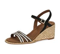 CAPRICE Damen Sandalen mit Keilabsatz mit verstellbarem Riemchen Sommer, Schwarz (Black/Gold), 38 EU