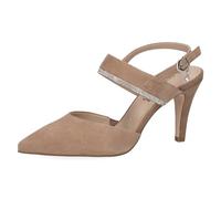 CAPRICE Damen Slingpumps aus Leder Glitzer, Beige (Bark Suede), 40 EU