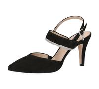 CAPRICE Damen Slingpumps aus Leder Glitzer, Schwarz (Black Suede), 41 EU