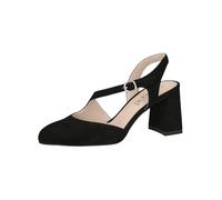 CAPRICE Damen Slingpumps aus Leder mit Trapezabsatz, Schwarz (Black Suede), 37 EU