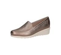 CAPRICE Damen Slipper aus Leder mit Keilabsatz, Beige (Taupe Metallic), 39 EU
