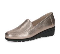 CAPRICE Damen Slipper aus Leder mit Keilabsatz, Beige (Taupe Metallic), 42 EU