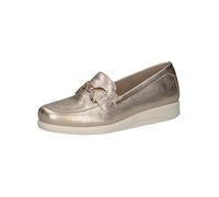 CAPRICE Damen Slipper aus Leder mit Keilabsatz, Metallisch (Platin Metal.), 41 EU