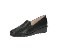 CAPRICE Damen Slipper aus Leder mit Keilabsatz, Schwarz (Black Reptile), 37 EU
