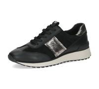 Caprice Damen Sneaker flach aus Leder Bequem, Schwarz (Black Comb), 40 EU