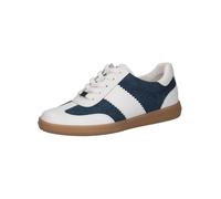 CAPRICE Damen Sneaker flach aus Leder Freizeit, Mehrfarbig (White/Jeans), 40 EU