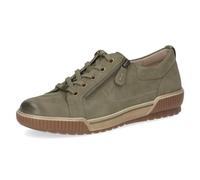 CAPRICE Damen Sneaker flach aus Leder Low Top, Grün (Olive Nubuc), 39 EU