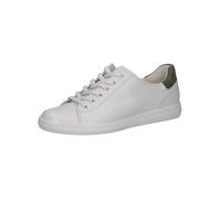 CAPRICE Damen Sneaker flach aus Leder Low Top, Weiß (White/Green), 41 EU