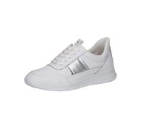 CAPRICE Damen Sneaker flach aus Leder Low Top, Weiß (White/Silver), 39 EU