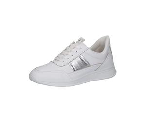CAPRICE Damen Sneaker flach aus Leder Low Top, Weiß (White/Silver), 39 EU