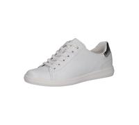 CAPRICE Damen Sneaker flach aus Leder Low Top, Weiß (White/Silver), 40 EU
