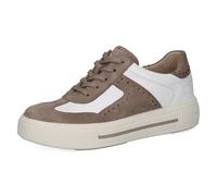 Caprice Damen Sneaker flach aus Leder mit Glitzersteinen, Braun (Mud/White), 41 EU