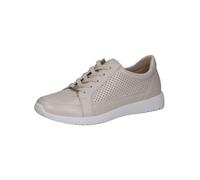 CAPRICE Damen Sneaker flach aus Leder mit Lochmuster, Cremefarben (Pearl Per.Deer), 37 EU