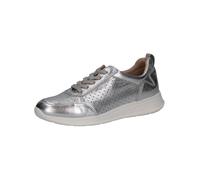 CAPRICE Damen Sneaker flach aus Leder mit Lochmuster, Silber (Silver Metal.), 37 EU