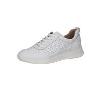 CAPRICE Damen Sneaker flach aus Leder mit Lochmuster, Weiß (White Nappa), 36 EU