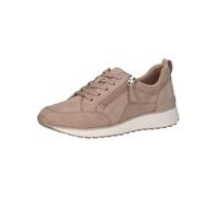 CAPRICE Damen Sneaker flach aus Leder mit Reißverschluss, Beige (Sand Suede), 39 EU
