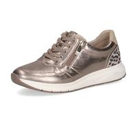 Caprice Damen Sneaker flach aus Leder mit Reißverschluss, Beige (Taupe Met.Comb), 38 EU