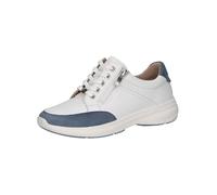 CAPRICE Damen Sneaker flach aus Leder mit Reißverschluss, Blau (White/Lt.Blue), 38 EU