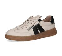 Caprice Damen Sneaker flach aus Leder mit Reißverschluss, Mehrfarbig (Offwhite/Black), 37 EU