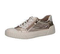 CAPRICE Damen Sneaker flach aus Leder mit Reißverschluss, Metallisch (Platin Metal.), 40 EU
