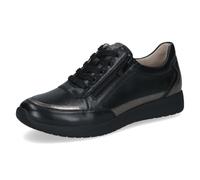 Caprice Damen Sneaker flach aus Leder mit Reißverschluss, Schwarz (Black Comb), 38 EU