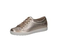 CAPRICE Damen Sneaker flach aus Leder mit Schnürsenkeln, Metallisch (Platin Metal.), 39 EU