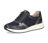 Keilsneaker CAPRICE, Damen, Gr. 41, blau (dunkelblau kombiniert), Leder, sportlich, Schuhe, Freizeitschuh, Halbschuh, Schürer mit Besatz in Metallicoptik (41186924-41) dunkelblau kombiniert