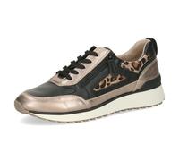 CAPRICE Damen Sneaker flach aus Leder mit Wechselfußbett, Mehrfarbig (Taupe/Black), 38 EU