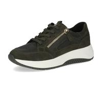 Caprice Damen Sneaker flach aus Leder Plateau, Grün (Khaki Comb), 40 EU
