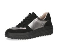 Caprice Damen Sneaker flach aus Leder Plateau, Mehrfarbig (Black/Piombo), 38 EU