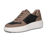 Caprice Damen Sneaker flach aus Leder Plateau, Mehrfarbig (Taupe/Black), 39 EU