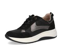 CAPRICE Damen Sneaker flach aus Leder Plateau, Schwarz (Black Comb), 42 EU