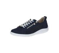 CAPRICE Damen Sneaker flach mit Lochmuster Low Top, Blau (Ocean Suede), 37 EU