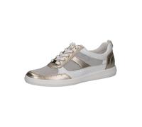 Caprice Damen Sneaker Cap Airmoton Leder/Textil Low Top mit Schnürsenkeln Weiß/Gold Weite G 38 EU
