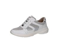 CAPRICE Damen Sneaker flach Sportlich Bequem, Weiß (White/Silver), 37 EU