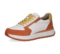 CAPRICE Damen Sneaker flach aus Leder mit Reißverschluss, Orange (Orange Comb), 41 EU