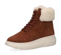 CAPRICE Damen Sneaker hoch mit Fütterung Memotion aus Leder Fell Weite G, Braun (Cognac Suede), 42 EU