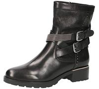 CAPRICE Damen Stiefeletten 25428-23, Frauen Biker Boots, Stiefel halbstiefel bikerbootie flach Dame-n Frauen weiblich-e Lady,Black Comb,37 EU / 4 UK