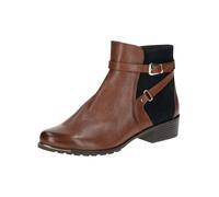 Caprice Damen Stiefeletten M2530843 Leder mit Absatz und Schnalle Braun (Cognac Comb) Größe 40 EU