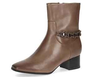 CAPRICE Damen Stiefeletten mit Absatz Memotion aus Leder Elegant Weite G, Braun (Taupe Nappa), 42 EU