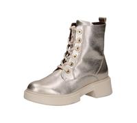 CAPRICE Damen Stiefeletten zum Schnüren aus Leder mit Reißverschluss, Metallisch (Platin Metal.), 41 EU