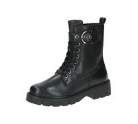 CAPRICE Damen Winterstiefeletten zum Schnüren aus Leder mit Schnalle, Schwarz (Black Nappa), 37 EU