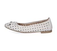 Caprice Damen Ballerinas 22109-42 Leder mit Lochmuster Weiß (White Nappa) Größe 41